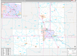 Waterloo-Cedar Falls Metro Area Wall Map Premium Style 2026